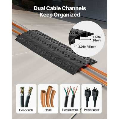 Κάλυμμα καλωδίου VEVOR Drop Over, Χωρητικότητα φορτίου 7.938 kg/άξονα, Προστατευτική ράμπα εύκαμπτου σωλήνα καλωδίου βαρέως τύπου, Κάλυμμα καλωδίου δαπέδου, για περιοχές με μεγάλη κυκλοφορία πεζών, Εσωτερικού χώρου, Εξωτερικού χώρου, Σπιτιού, Γραφείου, Αποθήκης, Συσκευασία 3 τεμαχίων