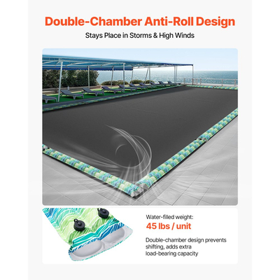 Σακούλες νερού για κάλυμμα πισίνας VEVOR, 5 συσκευασίες 2400mm, Σωλήνες νερού διπλού θαλάμου για κάλυμμα πισίνας με ανακλαστικές ταινίες, Σακούλες PVC πάχους 0,3mm, Βάρη με αδιάβροχο βιδωτό καπάκι, για χειμερινά καλύμματα πισίνας