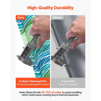 Σακούλες νερού για κάλυμμα πισίνας VEVOR, 5 συσκευασίες 2400mm, Σωλήνες νερού διπλού θαλάμου για κάλυμμα πισίνας με ανακλαστικές ταινίες, Σακούλες PVC πάχους 0,3mm, Βάρη με αδιάβροχο βιδωτό καπάκι, για χειμερινά καλύμματα πισίνας