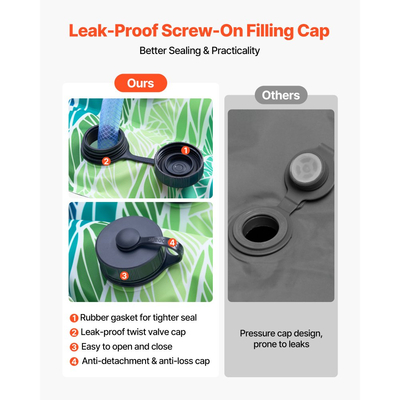 Σακούλες νερού για κάλυμμα πισίνας VEVOR, 5 συσκευασίες 2400mm, Σωλήνες νερού διπλού θαλάμου για κάλυμμα πισίνας με ανακλαστικές ταινίες, Σακούλες PVC πάχους 0,3mm, Βάρη με αδιάβροχο βιδωτό καπάκι, για χειμερινά καλύμματα πισίνας