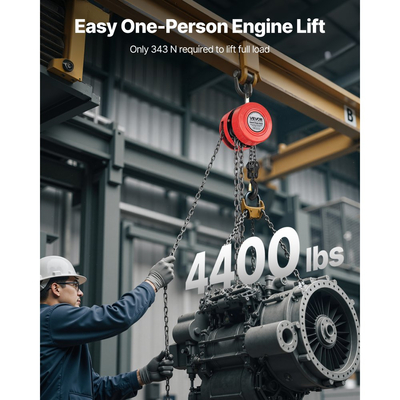 Χειροκίνητο βαρούλκο αλυσίδας VEVOR, χωρητικότητας 2 τόνων, χειροκίνητο μπλοκ αλυσίδας με αναβάθμιση G70 γαλβανισμένη αλυσίδα, ύψος ανύψωσης 3 m, βαρέως τύπου τροχαλία βαρέως τύπου για αποθήκη γκαράζ, μηχανήματα αυτοκινήτων, κόκκινο