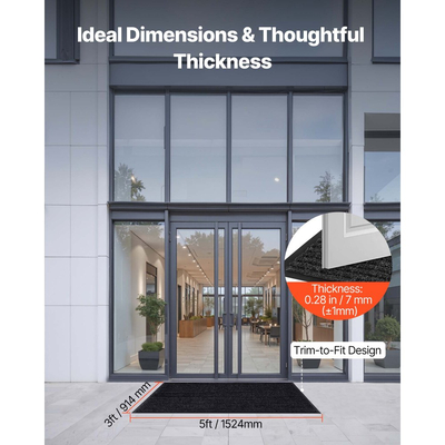 Πατάκι εισόδου VEVOR, 1524 x 914 mm Εμπορικό πατάκι δαπέδου για εσωτερικούς και εξωτερικούς χώρους, Κομψό ριγέ βιομηχανικό χαλί με επένδυση PVC, Ανθεκτική πλενόμενη κουβέρτα εισόδου για διάδρομο, μπαλκόνι, γκαράζ, γκρι