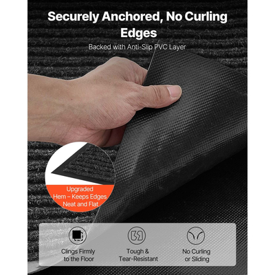 Πατάκι εισόδου VEVOR, 1829 x 1219 mm, εμπορικό πατάκι δαπέδου για εσωτερικούς και εξωτερικούς χώρους, κομψό ριγέ βιομηχανικό χαλί με επένδυση PVC, βαρέως τύπου πλενόμενο χαλί εισόδου για διάδρομο, μπαλκόνι, γκαράζ, γκρι