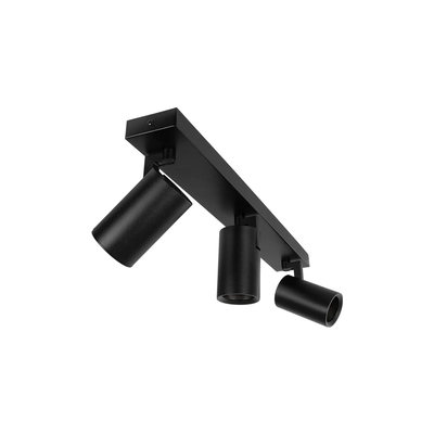 kelvo® SPOTA KLV-101-0138 Μοντέρνο Κινούμενο Φωτιστικό Σποτ Οροφής με Ντουί 3 x GU10 90° AC 220-240V IP20 - Μαύρο Ματ - Μ48 x Π6.2 x Υ14cm