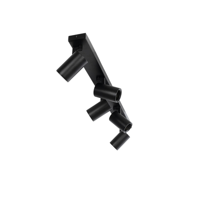 kelvo® SPOTA KLV-101-0142 Μοντέρνο Κινούμενο Φωτιστικό Σποτ Οροφής με Ντουί 5 x GU10 90° AC 220-240V IP20 - Μαύρο Ματ - Μ79.5 x Π6.3 x Υ14cm