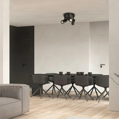 kelvo® SPOTA KLV-101-0144 Μοντέρνο Κινούμενο Φωτιστικό Σποτ Οροφής με Ντουί 3 x GU10 90° AC 220-240V IP20 - Μαύρο Ματ - Μ19 x Π19 x Υ14cm