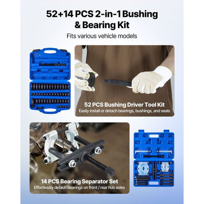 Κιτ Πίεσης Ρουλεμάν VEVOR, 52+14 τεμάχια, Εργαλείο Κατσαβιδιού Δακτυλίου 2 σε 1 & Κιτ Πίεσης Ρουλεμάν, Σετ Κατσαβιδιού Δακτυλίου και Στεγανοποίησης με 49 Δακτυλίους, Διαχωριστές και Σιαγόνες, Σετ Εργαλείων Αφαίρεσης και Εγκατάστασης Βαρέως Τύπου με Θήκη