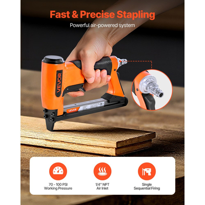 Πνευματικό συρραπτικό VEVOR, συρραπτικό αέρα ταπετσαρίας 20 Gauge για συνδετήρες λεπτών συρμάτων σειράς 50, μήκος 12,8 mm, μέγιστο 110 τεμάχια, πιστόλι αέρα φόρτωσης για ταπετσαρίες, ξυλουργικές εργασίες, DIY έργα