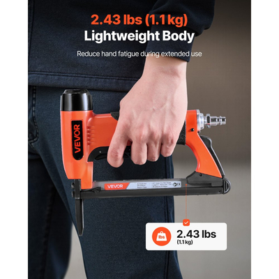 Πνευματικό συρραπτικό VEVOR, συρραπτικό ταπετσαρίας με μακριά μύτη 20 Gauge για λεπτά συρραπτικά σειράς 50, κορώνα 12,8 mm, μήκος 6 mm-16 mm, μέγιστο 110 τεμάχια, πιστόλι αέρα φόρτωσης για ταπετσαρίες, ξυλουργική, DIY