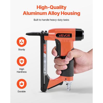 Πνευματικό συρραπτικό VEVOR, συρραπτικό ταπετσαρίας με μακριά μύτη 20 Gauge για λεπτά συρραπτικά σειράς 50, κορώνα 12,8 mm, μήκος 6 mm-16 mm, μέγιστο 110 τεμάχια, πιστόλι αέρα φόρτωσης για ταπετσαρίες, ξυλουργική, DIY