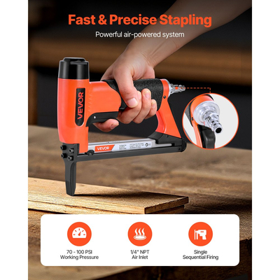 Πνευματικό συρραπτικό VEVOR, συρραπτικό ταπετσαρίας με μακριά μύτη 21 Gauge για λεπτά συρραπτικά σειράς 80, κορώνα 12,8 mm, μήκος 6 mm-16 mm, μέγιστο 150 τεμάχια, πιστόλι αέρα φόρτωσης για ταπετσαρίες, ξυλουργική, DIY