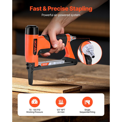 Πνευματικό συρραπτικό VEVOR, συρραπτικό ταπετσαρίας με μακριά μύτη 22 Gauge για λεπτά συρραπτικά σύρματος σειράς 71, κορώνα 9,5 mm, μήκος 6 mm-16 mm, μέγιστο 180 τεμάχια, πιστόλι αέρα φόρτωσης για ταπετσαρίες, ξυλουργική, DIY