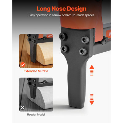 Πνευματικό συρραπτικό VEVOR, συρραπτικό ταπετσαρίας με μακριά μύτη 22 Gauge για λεπτά συρραπτικά σύρματος σειράς 71, κορώνα 9,5 mm, μήκος 6 mm-16 mm, μέγιστο 180 τεμάχια, πιστόλι αέρα φόρτωσης για ταπετσαρίες, ξυλουργική, DIY