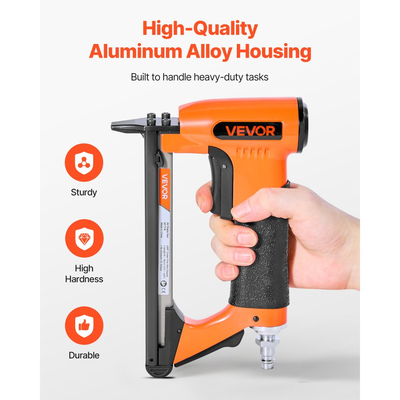 Πνευματικό συρραπτικό VEVOR, συρραπτικό αέρα ταπετσαρίας 22 Gauge για συνδετήρες λεπτών συρμάτων σειράς 71, κορώνα 9,5 mm, μήκος 6-16 mm, μέγιστο 180 τεμάχια, πιστόλι αέρα φόρτωσης για ταπετσαρίες, ξυλουργικές εργασίες, DIY έργα