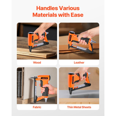 Πνευματικό συρραπτικό VEVOR, συρραπτικό αέρα ταπετσαρίας 22 Gauge για συνδετήρες λεπτών συρμάτων σειράς 71, κορώνα 9,5 mm, μήκος 6-16 mm, μέγιστο 180 τεμάχια, πιστόλι αέρα φόρτωσης για ταπετσαρίες, ξυλουργικές εργασίες, DIY έργα