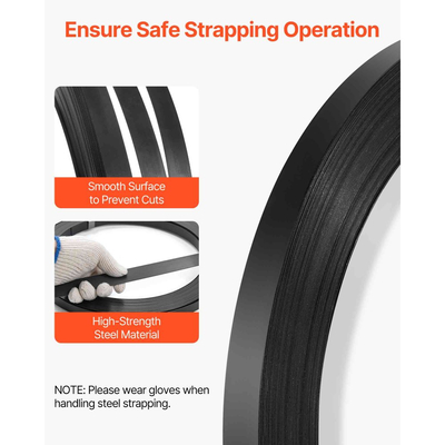 Πηνίο ταινίας VEVOR από χάλυβα, 19 mm x 0,55 mm x 91 m, Μεταλλικό ρολό ταινίας αντοχής σε σκληρό περιβάλλον, αντοχή σε θραύση 775,6 kg, Πηνίο ταινίας παλέτας βαρέως τύπου για συσκευασία παλετών