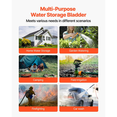 Κύστη αποθήκευσης νερού VEVOR, Δεξαμενή αποθήκευσης νερού 540L, Κύστη μαλακής σακούλας μεγάλης χωρητικότητας από PVC 1000D, Πτυσσόμενη φορητή για άρδευση κήπου, κάμπινγκ, τροχόσπιτο, χρήση έκτακτης ανάγκης - Μαύρο