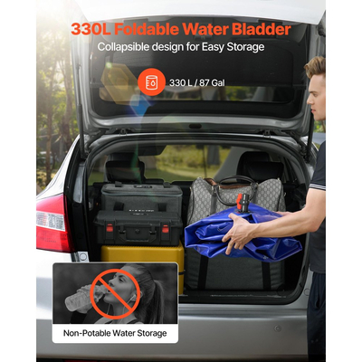 Κύστη αποθήκευσης νερού VEVOR, Δεξαμενή αποθήκευσης νερού 330L, Κύστη μεγάλης χωρητικότητας από μαλακή σακούλα PVC 1000D, Πτυσσόμενη φορητή για άρδευση κήπου, κάμπινγκ, τροχόσπιτα, πρόληψη πυρκαγιάς (μπλε)