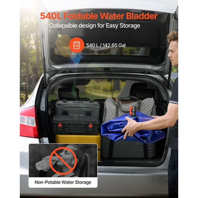 Κύστη αποθήκευσης νερού VEVOR, Δεξαμενή αποθήκευσης νερού 540L, Κύστη μαλακής σακούλας μεγάλης χωρητικότητας από PVC 1000D, Πτυσσόμενη φορητή για άρδευση κήπου, κάμπινγκ, τροχόσπιτο, πρόληψη πυρκαγιάς - Μπλε