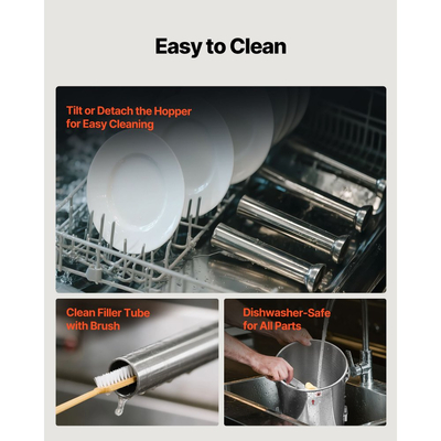 Ηλεκτρικός γεμιστής λουκάνικου VEVOR, κάθετος γεμιστής κρέατος 33 LBS / 15 L, αδιαβάθμητος έλεγχος ταχύτητας και ποδοκίνητο πεντάλ, βαρέως τύπου γεμιστής λουκάνικου από ανοξείδωτο ατσάλι με 4 σωλήνες γέμισης, για εμπορική και οικιακή χρήση