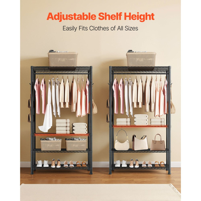 Ράφι ρούχων VEVOR, Ράφι ρούχων βαρέως τύπου, Ράφι ρούχων 4 ρυθμιζόμενων επιπέδων με ανθρακούχο χάλυβα, Ντουλάπα-ντουλάπα χωρητικότητας 227 kg για υπνοδωμάτιο, κατάστημα ρούχων, διάδρομο