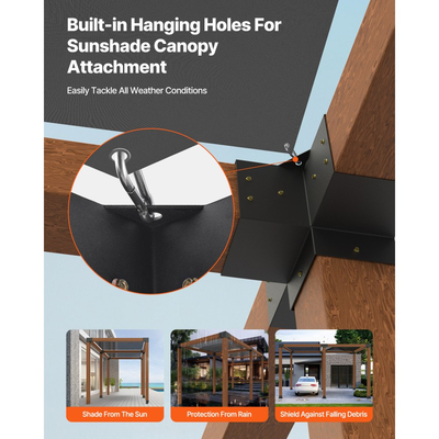 Κιτ πέργκολας VEVOR, στηρίγματα πέργκολας 4x4 ιντσών για ξύλινες δοκούς 92 x 92 mm σε πραγματικές διαστάσεις, στηρίγματα κιόσκι 3 κατευθύνσεων (4 τεμάχια) και 4 κατευθύνσεων (2 τεμάχια) με βάσεις 6 στύλων, για εξωτερικές πέργκολες, κιόσκια, υπόστεγα