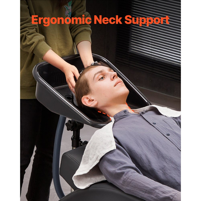 Φορητό μπολ σαμπουάν VEVOR, νιπτήρας σαμπουάν με ρυθμιζόμενο ύψος και γωνία, νιπτήρας κομμωτηρίου με σωλήνα αποστράγγισης και βάση στήριξης σε σχήμα αστεριού για κουρείο ομορφιάς και σπα στο σπίτι