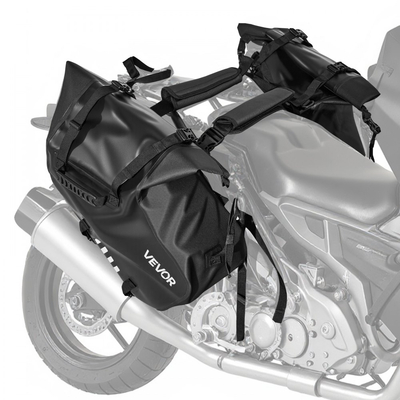 Τσάντες σέλας μοτοσικλέτας VEVOR, 28 L (14 L x 2) Πλαϊνές τσάντες σέλας μεγάλης χωρητικότητας συμβατές με τις περισσότερες μοτοσικλέτες, αδιάβροχη τσάντα ώμου για υπαίθριες αθλητικές αποσκευές μοτοσικλέτας με κάτω λουράκι, μαύρη