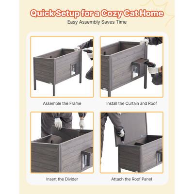 Θερμαινόμενο σπιτάκι γάτας VEVOR, Μονωμένο ξύλινο σπιτάκι γάτας για γάτες εξωτερικού χώρου, Αδιάβροχο καταφύγιο για άγρια ​​γατάκια με θερμαντικό μαξιλάρι, πόρτα με πτερύγια PVC και ανοιγόμενη ασφαλτόστρωτη στέγη για 1-3 γάτες το χειμώνα, 87 x 53,5 x 69 cm