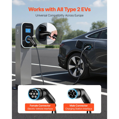 Καλώδιο επέκτασης φορτιστή ηλεκτρικού οχήματος VEVOR, καλώδιο επέκτασης 16Amp 10 m μέγιστο 11 kW συμβατό με όλους τους φορτιστές ηλεκτρικών οχημάτων τύπου 2, καλώδιο φόρτισης αυτοκινήτου βαρέως τύπου 3 φάσεων AC 480V 50Hz IP65 με τσάντα μεταφοράς