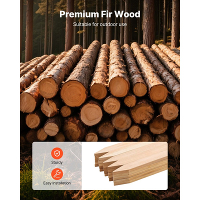 Ξύλινοι πάσσαλοι κήπου VEVOR, 25 τεμάχια 12,7×38,1×609,6 mm Πάσσαλοι διαβάθμισης εδάφους, Πάσσαλος εδάφους κήπου με αιχμηρή μύτη, Πάσσαλος στήριξης φυτών από ξύλο ελάτης, Πινακίδες για όρια φράχτη λάσπης, γραμμές βάσης αυλής