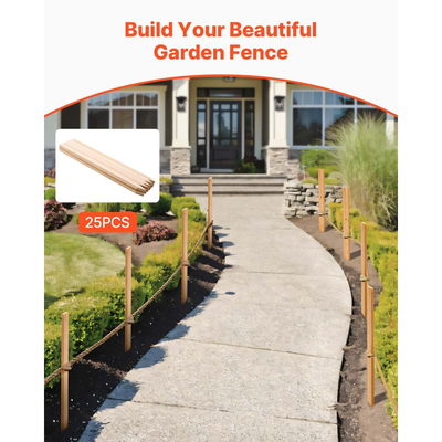 Ξύλινοι πάσσαλοι κήπου VEVOR, 25 τεμάχια 12,7×38,1×914,4 mm Πάσσαλοι διαβάθμισης εδάφους, Πάσσαλος εδάφους κήπου με αιχμηρή μύτη, Πάσσαλος στήριξης φυτών από ξύλο ελάτης, Πινακίδες για όρια φράχτη λάσπης, γραμμές βάσης αυλής