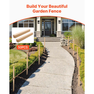 Ξύλινοι πάσσαλοι κήπου VEVOR, 50 τεμάχια 19,05×19,05×914,4 mm Πάσσαλοι διαβάθμισης εδάφους, Πάσσαλος εδάφους κήπου με αιχμηρή μύτη, Πάσσαλος στήριξης φυτών από ξύλο ελάτης, Πινακίδες για όρια φράχτη λάσπης, γραμμές βάσης αυλής
