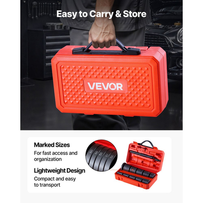 Κιτ Πίεσης Ρουλεμάν VEVOR, 52 τεμάχια, Σετ Κατσαβιδιού Ρουλεμάν και Στεγανοποίησης με 49 Δακτυλίους και Άξονα Λαβής, Σετ Εργαλείων Κατσαβιδιού Δακτυλίου, Κιτ Εργαλείων Αφαίρεσης και Εγκατάστασης από Ανθρακούχο Χάλυβα Βαρέως Τύπου με Θήκη Αποθήκευσης