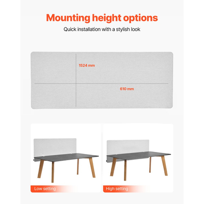 Διαχωριστικό Γραφείου VEVOR, Διαχωριστικό Γραφείου 1524 x 610 mm με Σφιγκτήρα, Διαχωριστικό Πίνακα PET για Θάλαμο, Διαχωριστικό Απορρήτου Σταθμού Εργασίας με 2 Σφιγκτήρες Τύπου C για Γραφείο, Ανθεκτικό Δωμάτιο, Βιβλιοθήκη