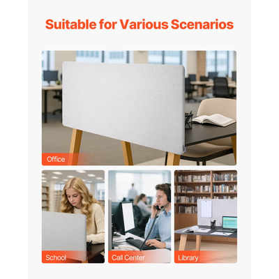 Διαχωριστικό Γραφείου VEVOR, Διαχωριστικό Γραφείου 1524 x 610 mm με Σφιγκτήρα, Διαχωριστικό Πίνακα PET για Θάλαμο, Διαχωριστικό Απορρήτου Σταθμού Εργασίας με 2 Σφιγκτήρες Τύπου C για Γραφείο, Ανθεκτικό Δωμάτιο, Βιβλιοθήκη