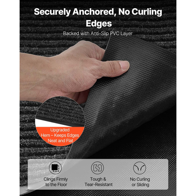 Πατάκι εισόδου VEVOR, επαγγελματικό πατάκι δαπέδου 3048 x 914 mm για εσωτερικούς και εξωτερικούς χώρους, κομψό ριγέ βιομηχανικό χαλί με επένδυση PVC, βαρέως τύπου πλενόμενο χαλί εισόδου για διάδρομο, μπαλκόνι, γκαράζ, γκρι