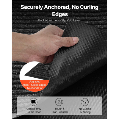Πατάκι εισόδου VEVOR, 2438 x 1219 mm, εμπορικό πατάκι δαπέδου για εσωτερικούς και εξωτερικούς χώρους, κομψό ριγέ βιομηχανικό χαλί με επένδυση PVC, βαρέως τύπου πλενόμενο χαλί εισόδου για διάδρομο, μπαλκόνι, γκαράζ, γκρι