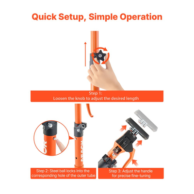 Στύλος στήριξης γρύλου ντουλαπιού VEVOR, 2 τεμάχια, τηλεσκοπική ράβδος γρήγορης στήριξης από χάλυβα 48-75 cm, ρυθμιζόμενο σύστημα τρίτου χεριού, χωρητικότητα έως 100 kg για εγκατάσταση ντουλαπιών, ανύψωση γυψοσανίδας, μπάρες φορτίου