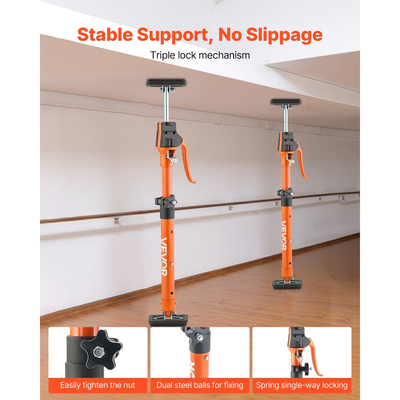 Στύλος στήριξης γρύλου ντουλαπιού VEVOR, 2 τεμάχια, τηλεσκοπική ράβδος γρήγορης στήριξης από χάλυβα 48-75 cm, ρυθμιζόμενο σύστημα τρίτου χεριού, χωρητικότητα έως 100 kg για εγκατάσταση ντουλαπιών, ανύψωση γυψοσανίδας, μπάρες φορτίου