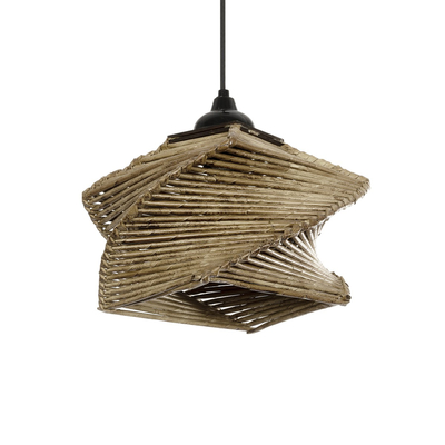 GLOBOSTAR® HUSLE 205-0043 Boho Κρεμαστό Φωτιστικό Οροφής με Ντουί 1 x E27 AC 220-240V IP20 - Μπεζ - M28 x Π28 x Υ19cm