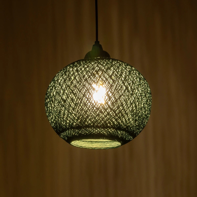 GLOBOSTAR® SOLEI 205-0015 Boho Κρεμαστό Φωτιστικό Οροφής με Ντουί 1 x E27 AC 220-240V IP20 - Πράσινο - M20 x Π20 x Υ25cm
