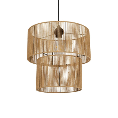 GLOBOSTAR® ROXXI 205-0019 Boho Κρεμαστό Φωτιστικό Οροφής με Ντουί 1 x E27 AC 220-240V IP20 - Μπεζ - M35 x Π35 x Υ37cm