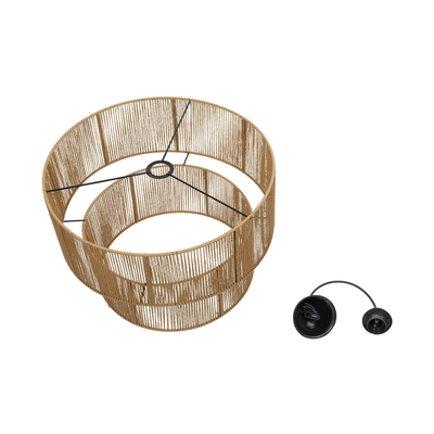 GLOBOSTAR® ROXXI 205-0020 Boho Κρεμαστό Φωτιστικό Οροφής με Ντουί 1 x E27 AC 220-240V IP20 - Μπεζ - M50 x Π50 x Υ36cm