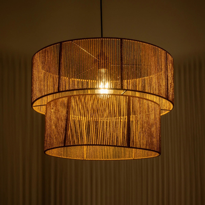 GLOBOSTAR® ROXXI 205-0020 Boho Κρεμαστό Φωτιστικό Οροφής με Ντουί 1 x E27 AC 220-240V IP20 - Μπεζ - M50 x Π50 x Υ36cm