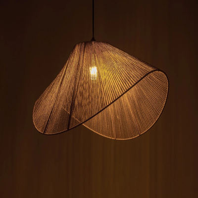 GLOBOSTAR® ELDA 205-0033 Boho Κρεμαστό Φωτιστικό Οροφής με Ντουί 1 x E27 AC 220-240V IP20 - Μπεζ - M68 x Π34 x Υ39cm