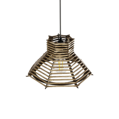 GLOBOSTAR® JUTTI 205-0042 Boho Κρεμαστό Φωτιστικό Οροφής με Ντουί 1 x E27 AC 220-240V IP20 - Μπεζ - M26 x Π26 x Υ15cm