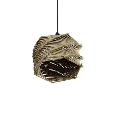 GLOBOSTAR® HUSLE 205-0044 Boho Κρεμαστό Φωτιστικό Οροφής με Ντουί 1 x E27 AC 220-240V IP20 - Μπεζ - M24 x Π24 x Υ21cm