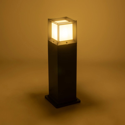 GLOBOSTAR® PALASO 90547 Φωτιστικό Κολωνάκι Κήπου με Ντουί 1 x E27 AC 220-240V Αδιάβροχο IP65 - Γκρι Ανθρακί - Μ20 x Π20 x Υ60.5cm