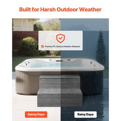 Σκαλοπάτι υδρομασάζ VEVOR, Εξωτερική σκάλα σπα με 2 σκαλοπάτια, Βαρέως τύπου υπέργεια/φουσκωτή σκάλα πισίνας HIPS πλάτους 635 mm με χωρητικότητα βάρους 272,2 kg, Πολλαπλής χρήσης για βεράντα, αίθριο, κατάστρωμα, τροχόσπιτο, γκρι γραφίτη